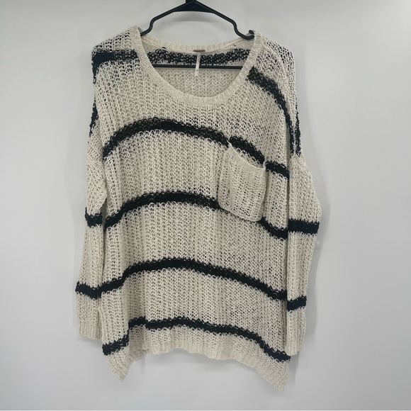 FREE PEOPLE Black and Cream Striped Greenwich Village Sweater - Picture 10 of 10